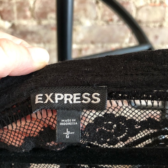 Express Black Lace Long Sleeve Shirt - Picture 2 of 2